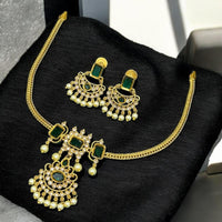 Sona Covering Gold Plated Pota Stone And Crystal Necklace Set