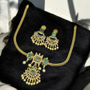 Sona Covering Gold Plated Pota Stone And Crystal Necklace Set