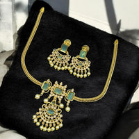 Sona Covering Gold Plated Pota Stone And Crystal Necklace Set