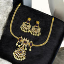Sona Covering Gold Plated Pota Stone And Crystal Necklace Set