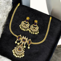 Sona Covering Gold Plated Pota Stone And Crystal Necklace Set
