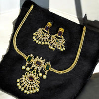 Sona Covering Gold Plated Pota Stone And Crystal Necklace Set