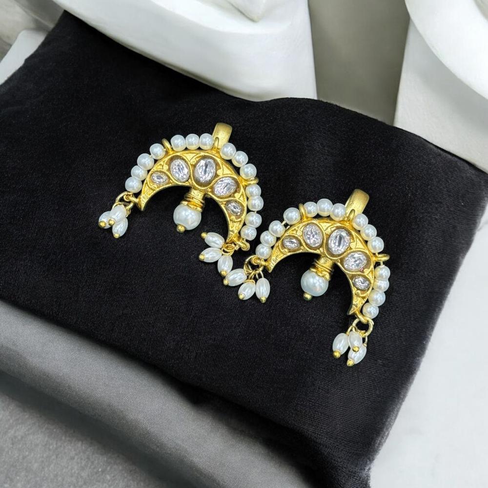 Sona Covering Gold Plated Austrian Stone And Pearl Earrcuffs