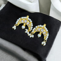 Sona Covering Gold Plated Austrian Stone And Pearl Earrcuffs