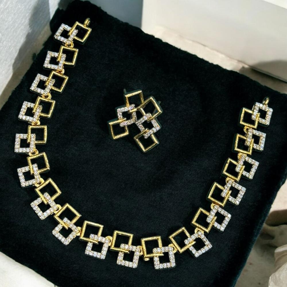 Sona Covering Elegant Gold-Plated Austrain Stone Necklace Set