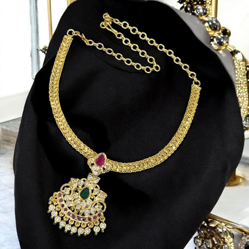 Sona Covering Ethnic Gold-Plated Austrian Stone And Pota Necklace Set