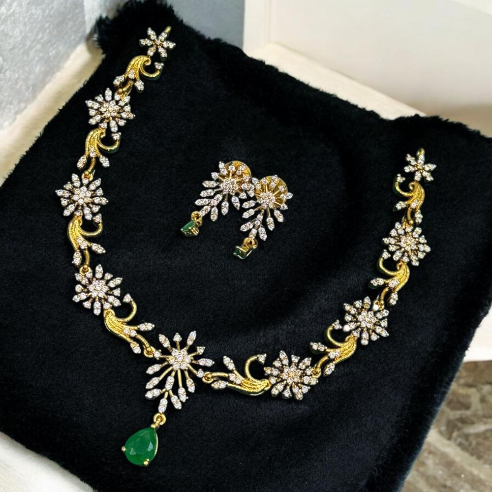 Sona Covering Elegant Gold-Plated Austrain Stone Necklace Set