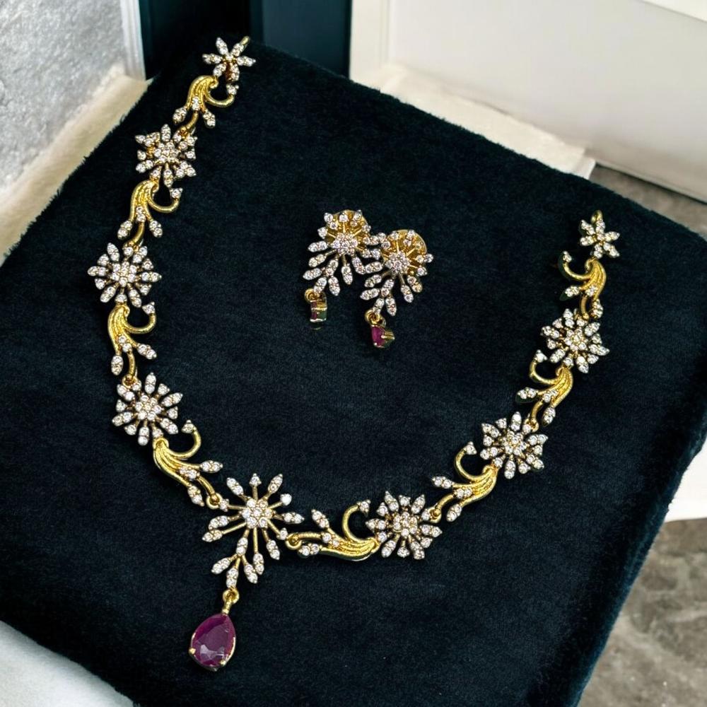 Sona Covering Elegant Gold-Plated Austrain Stone Necklace Set
