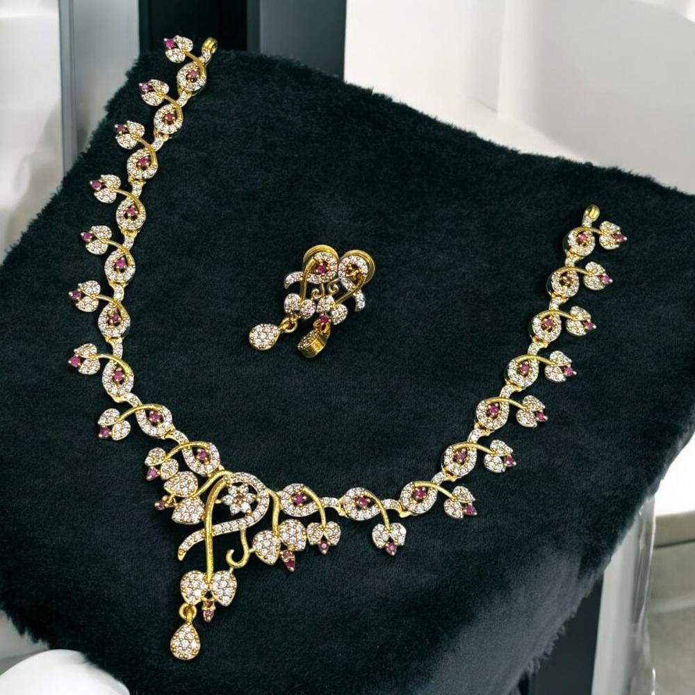 Sona Covering Elegant Gold-Plated Austrain Stone Necklace Set