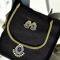 Sona Covering Shimmering Gold Plated Austrain And Crystal Stone Necklace Set