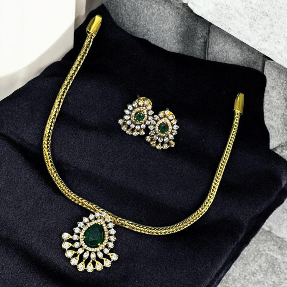 Sona Covering Shimmering Gold Plated Austrain And Crystal Stone Necklace Set
