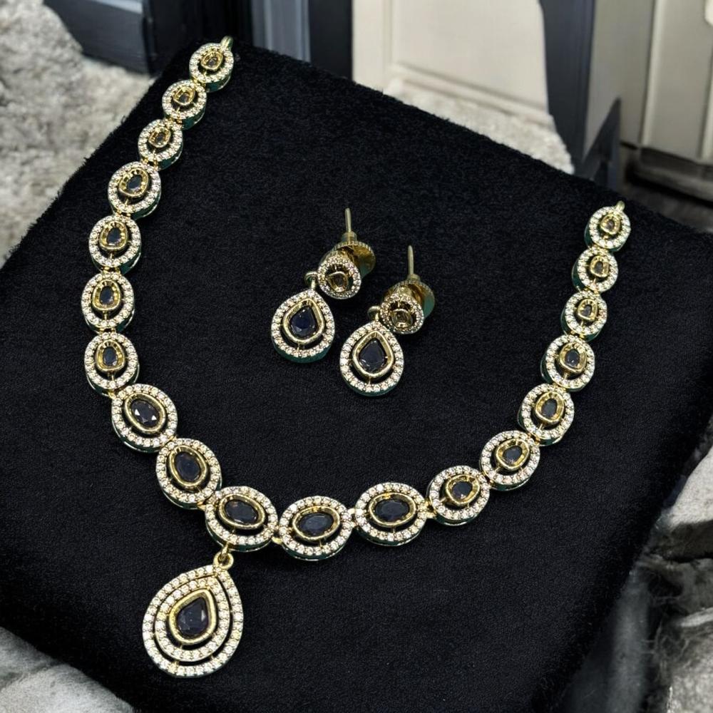 Sona Covering Shimmering Gold Plated Austrain And Crystal Stone Necklace Set