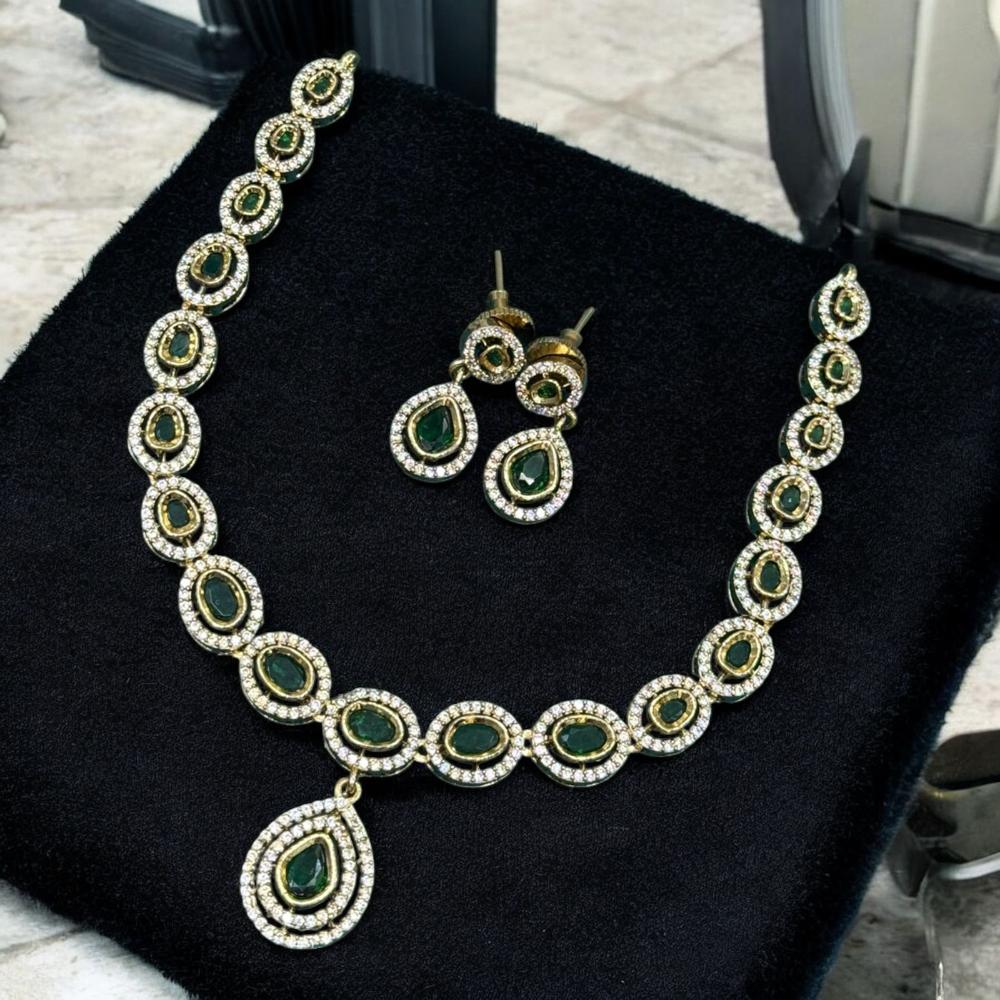 Sona Covering Shimmering Gold Plated Austrain And Crystal Stone Necklace Set