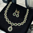 Sona Covering Shimmering Gold Plated Austrain And Crystal Stone Necklace Set