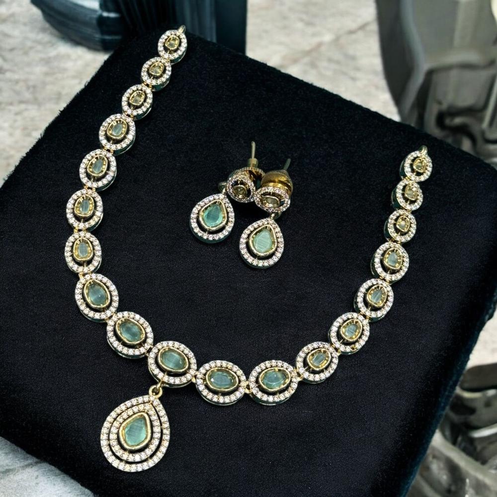 Sona Covering Shimmering Gold Plated Austrain And Crystal Stone Necklace Set