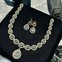 Sona Covering Shimmering Gold Plated Austrain And Crystal Stone Necklace Set