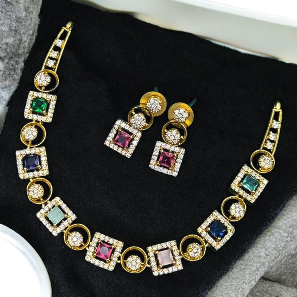Sona Covering Timeless Sparkle American Diamond  Necklace Set