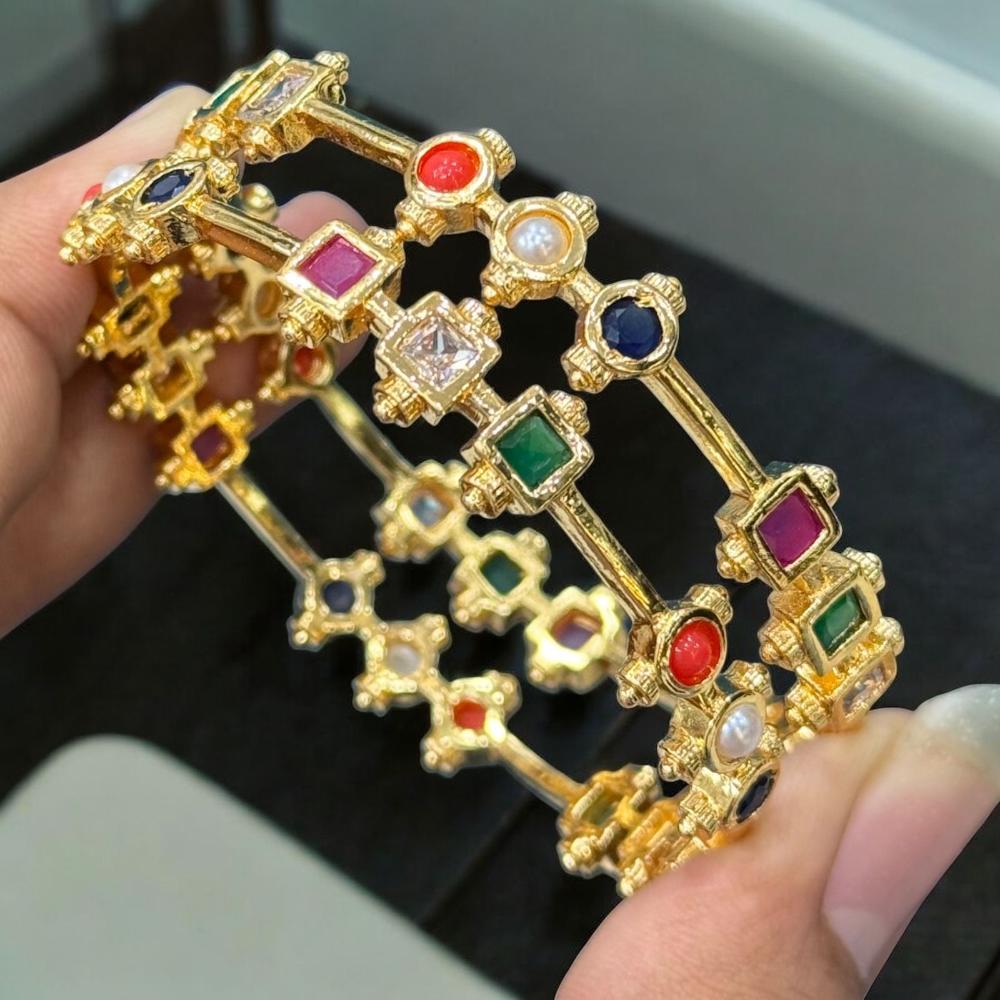 Sona Covering Royal Charm Pota Stone Bangles Set