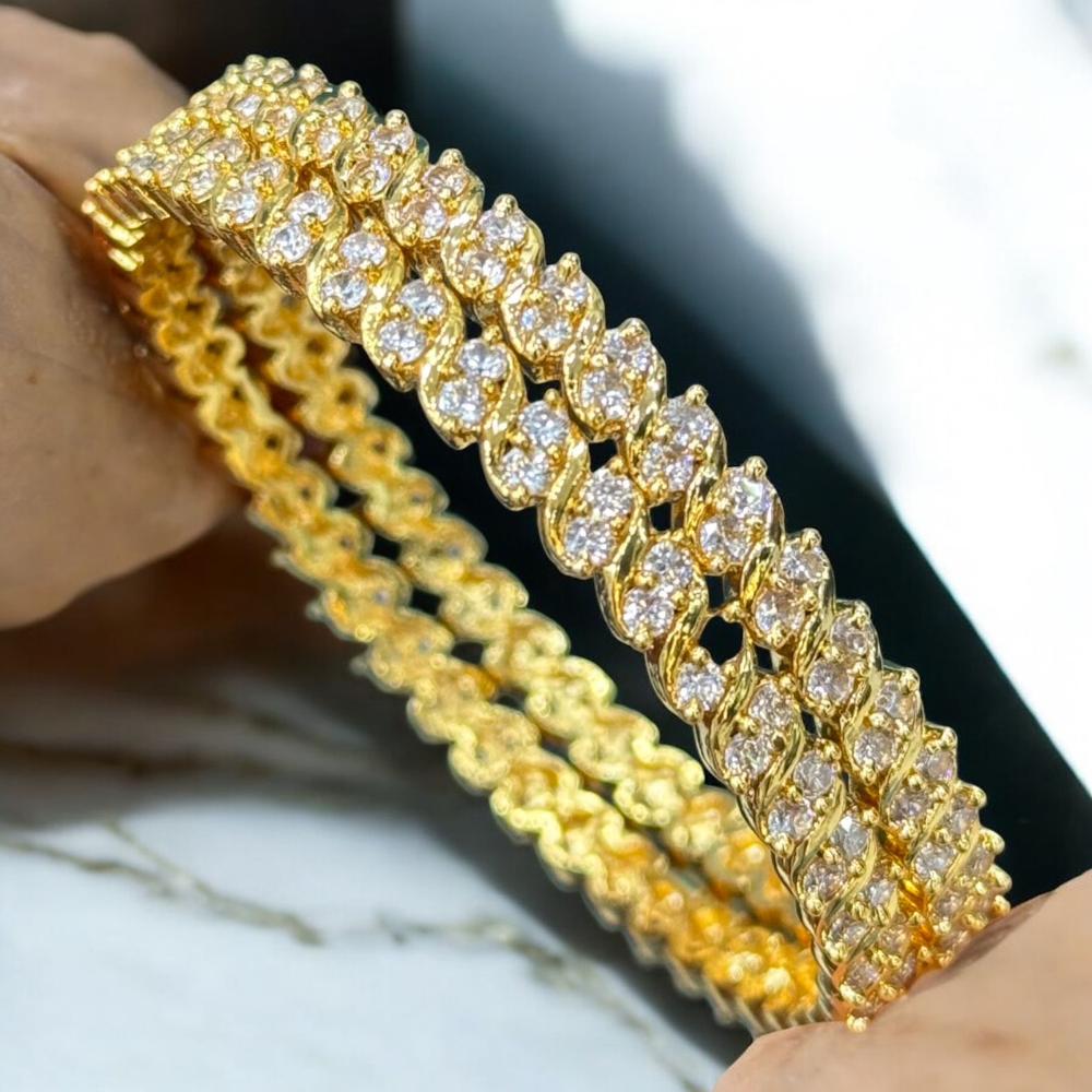 Sona Covering Traditional Shine Gold Plated Austrain Stone Bangles Set