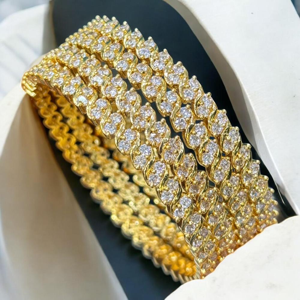 Sona Covering Traditional Shine Gold Plated Austrain Stone Bangles Set