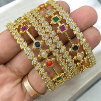 Sona Covering Gold Plated Pota Stone And Austrian Stone Bangles Set