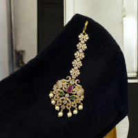 Sona Covering Maharani Charm Austrain And Pota Stone Pearl Glow Mangtikka 