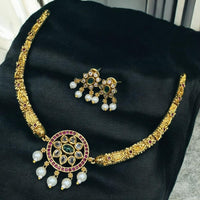 Sona Covering Regal Glow Pota Stone And Pearl Aura Necklace Set 