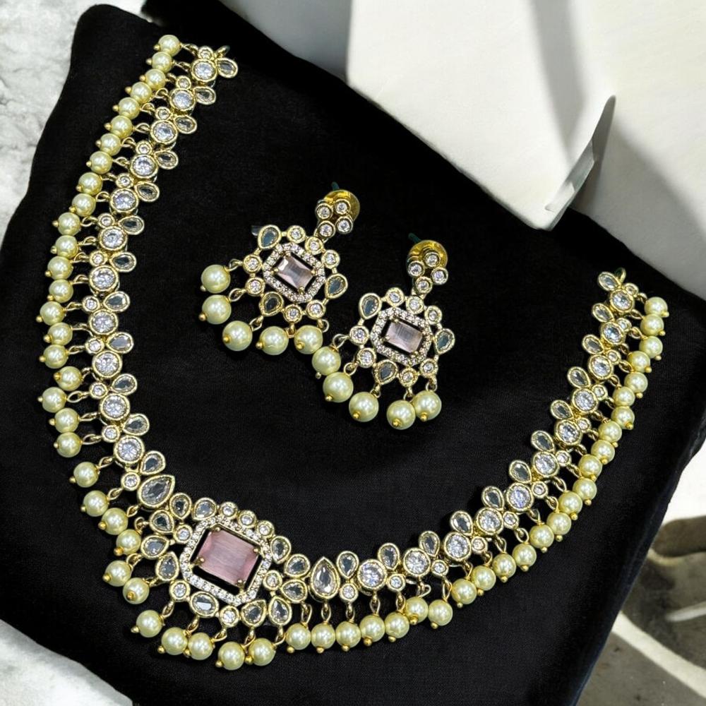 Sona Covering Shadi Glam Crystal And Pearl Urban Royal Necklace Set