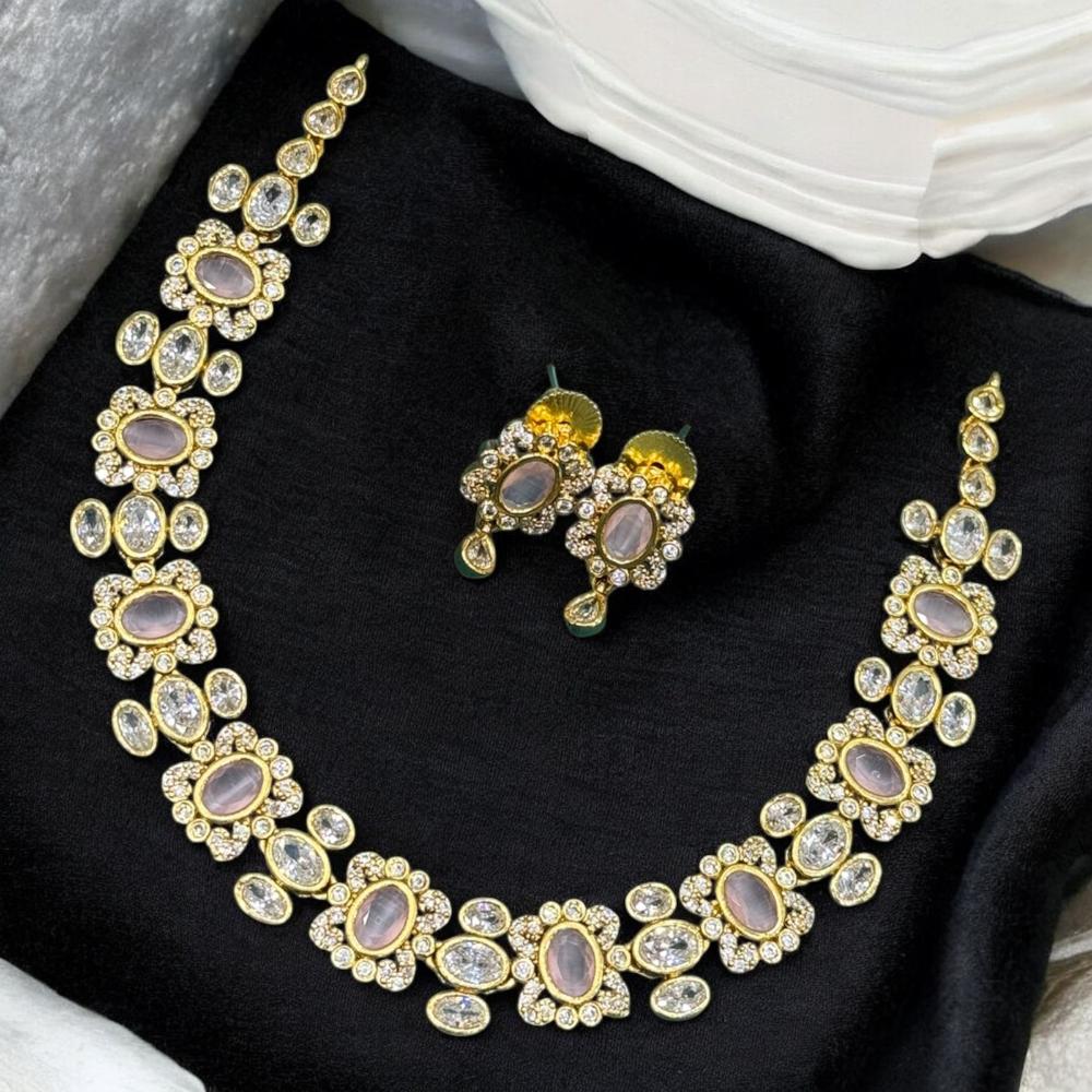 Sona Covering Twilight Spark Elegant Crystal Stone Necklace Set