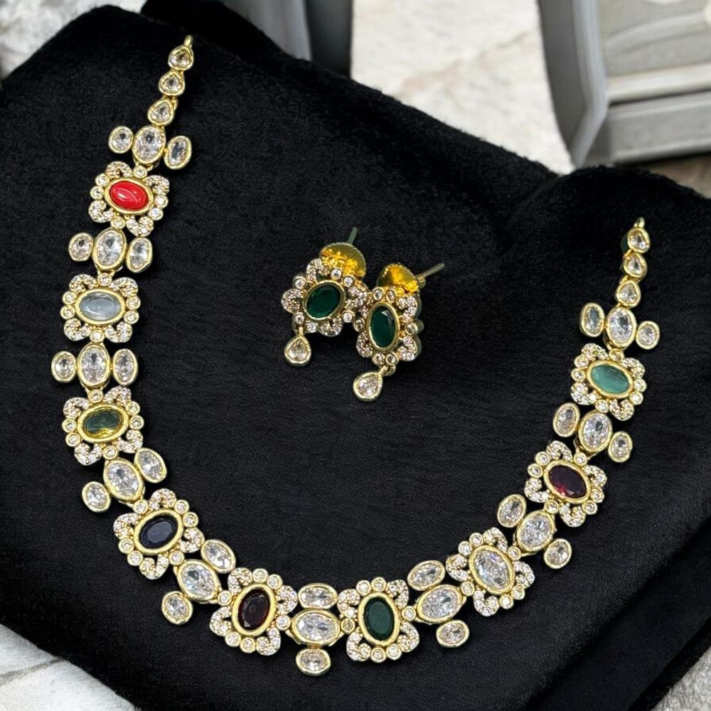 Sona Covering Twilight Spark Elegant Crystal Stone Necklace Set