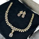Sona Covering Gold Plated Austrain And Crystal Stone Necklace Set