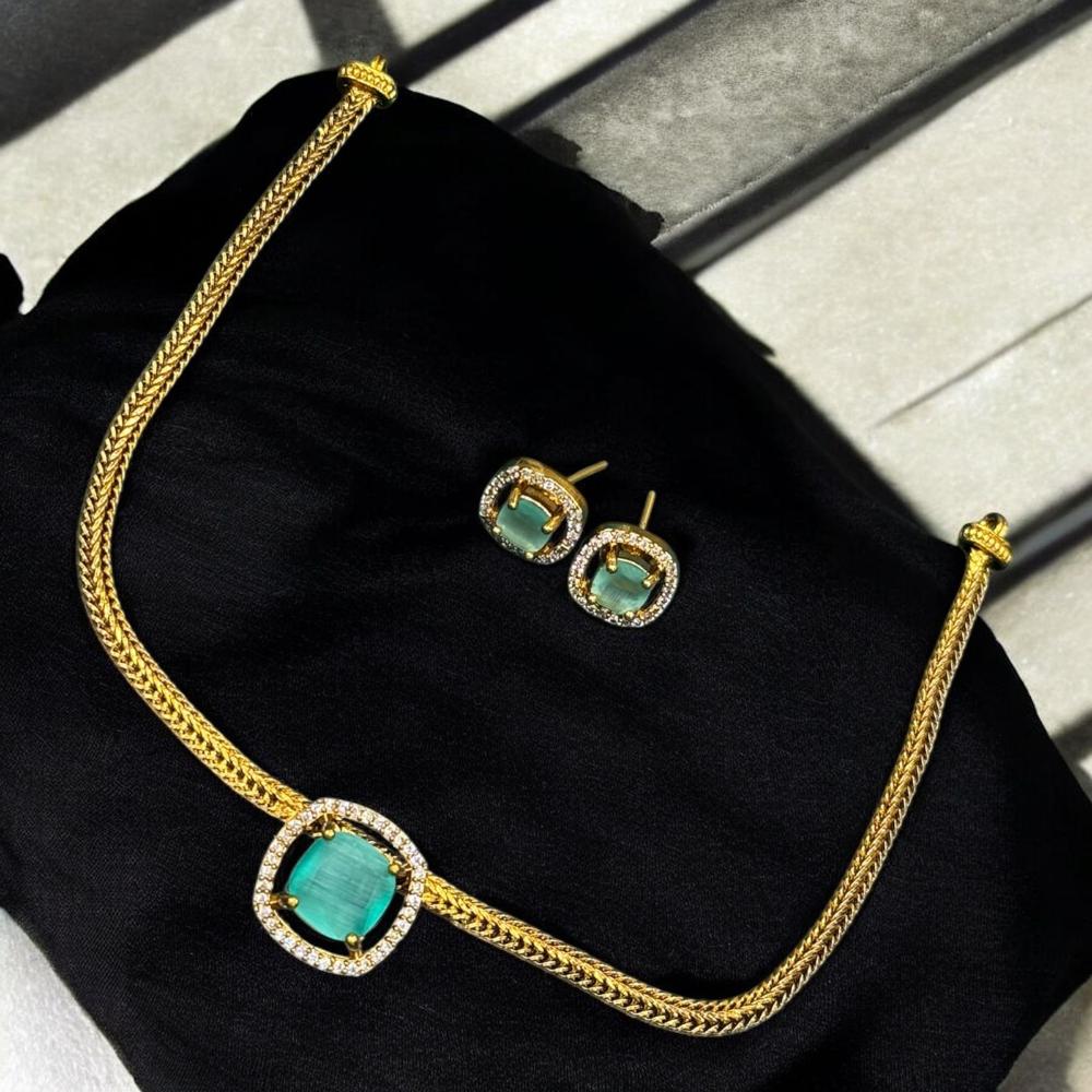 Sona Covering Lustrous Elegance Crystal Stone Necklace Set