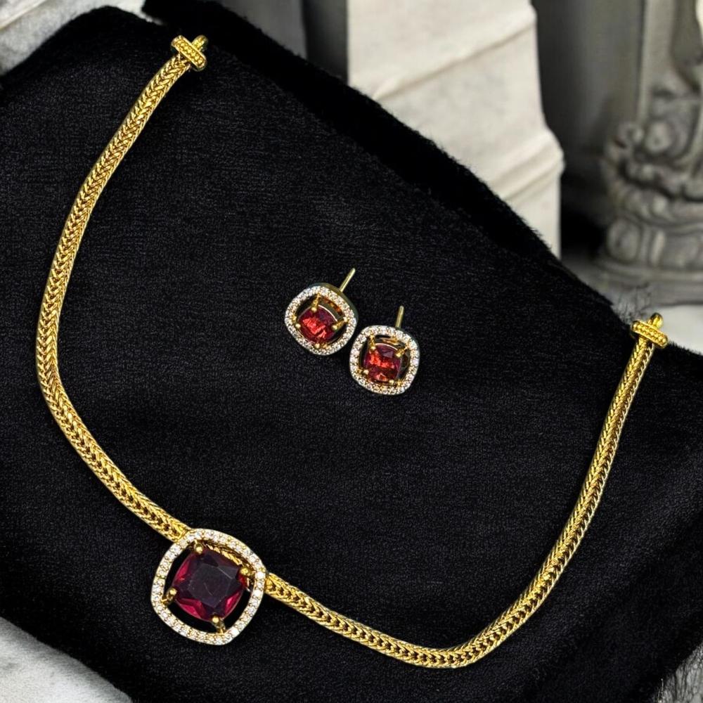 Sona Covering Lustrous Elegance Crystal Stone Necklace Set