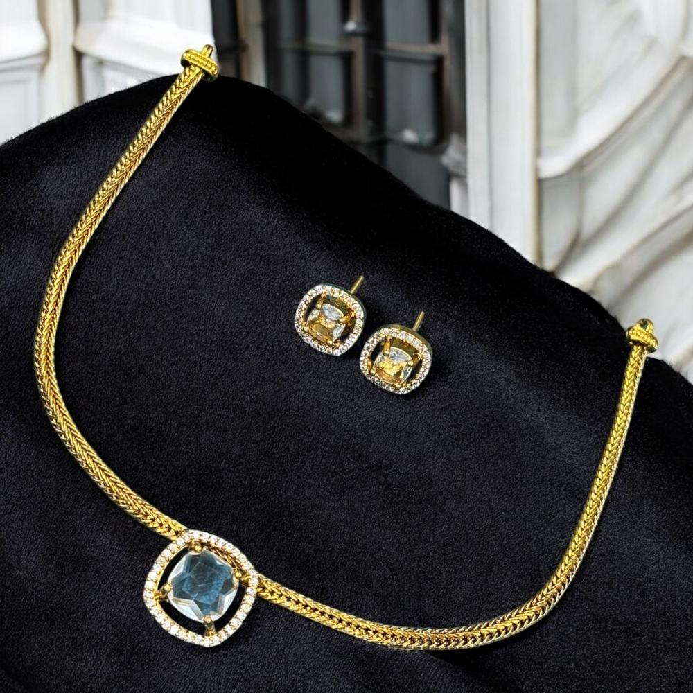 Sona Covering Lustrous Elegance Crystal Stone Necklace Set
