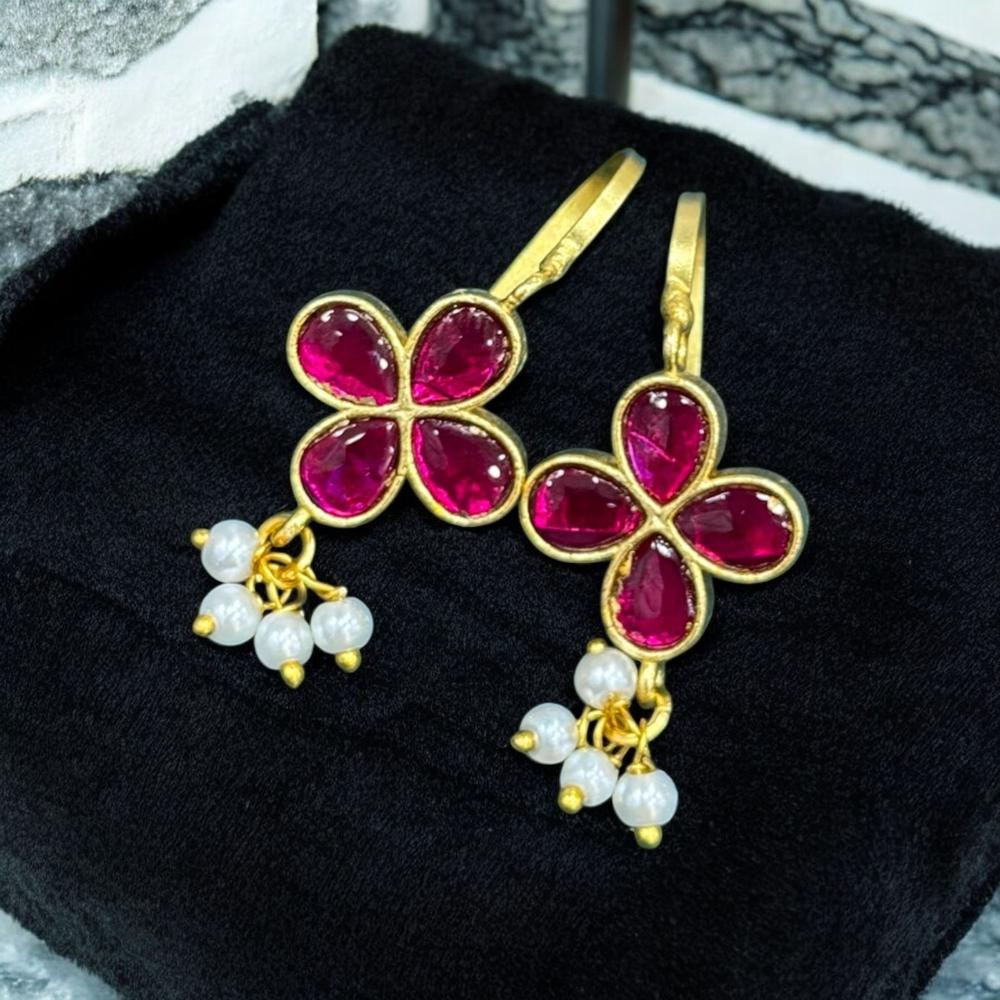 Sona Covering Classic Pota Stone And Pearl Statement Dangler Earrings