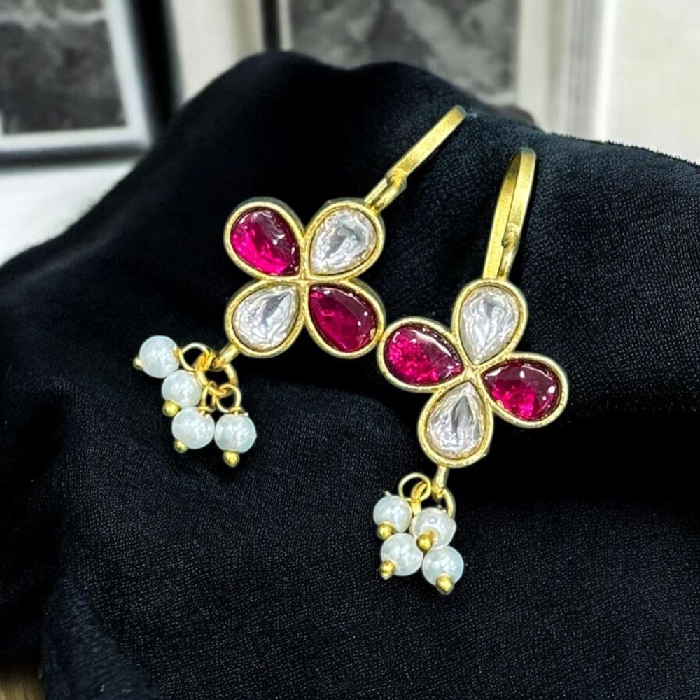 Sona Covering Classic Pota Stone And Pearl Statement Dangler Earrings