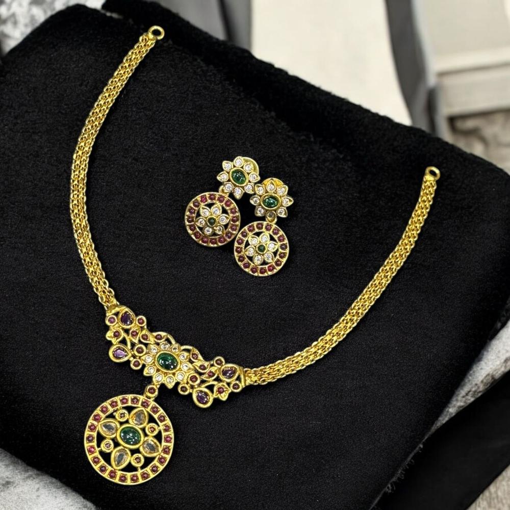 Sona Covering Premium Pota Stone And Austrian Stone Jewellery Necklace Set