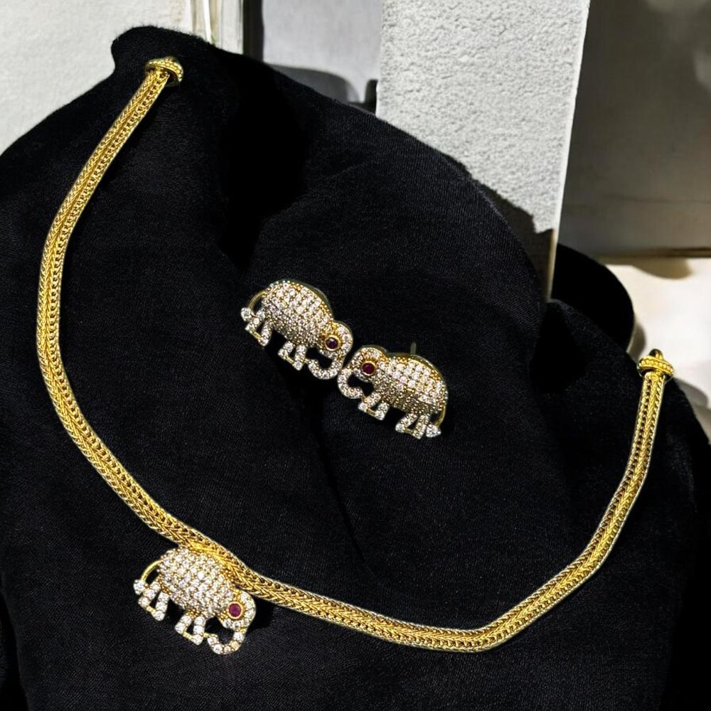 Sona Covering Elephant Design Austrian Stone Necklace Set