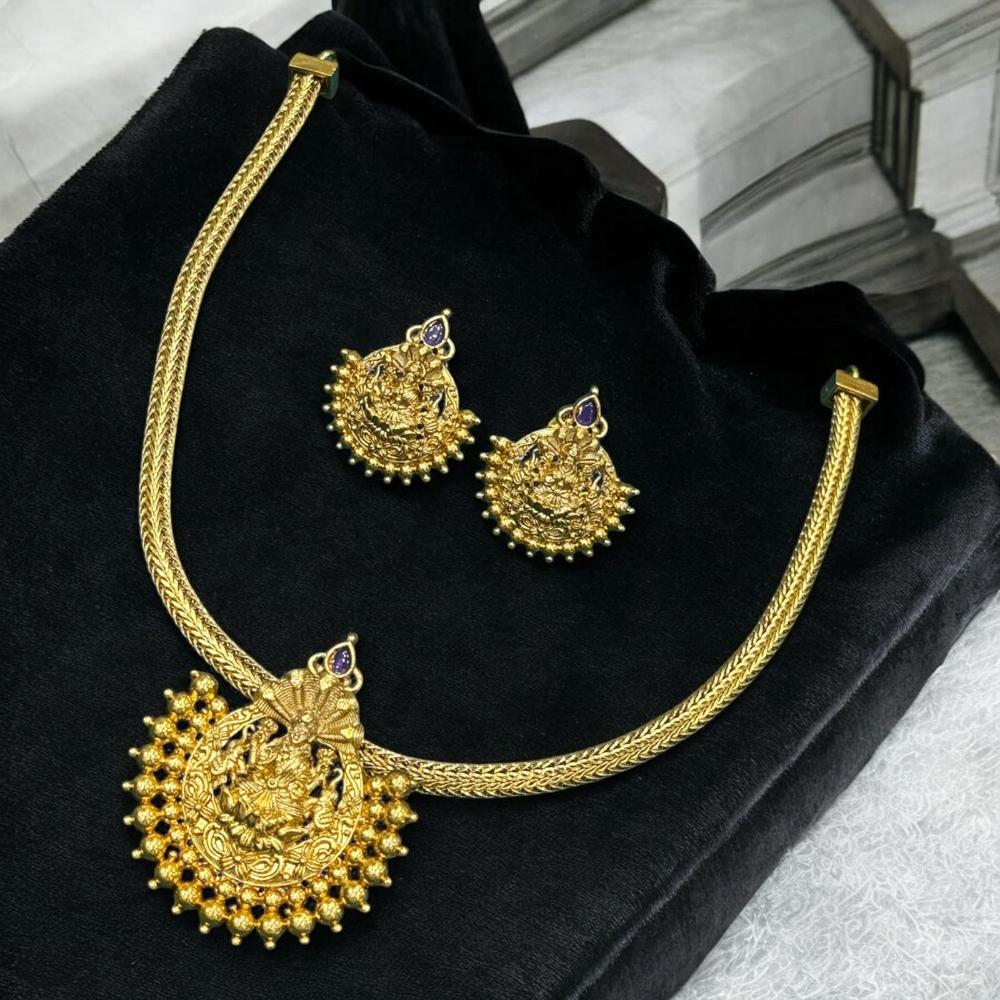 Sona Covering  Golden Glam  Austrian Stone Temple Necklace Set