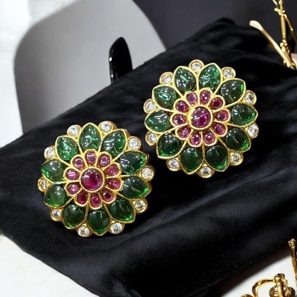 Sona Covering Gold Plated Austrian Stone Studs Earrings