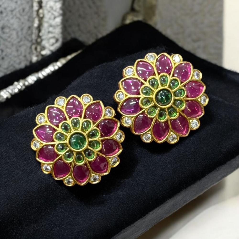 Sona Covering Gold Plated Austrian Stone Studs Earrings