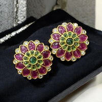 Sona Covering Gold Plated Austrian Stone Studs Earrings