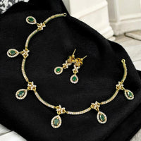 Sona Covering Premium Pota Stone And Austrian Stone Jewellery Necklace Set