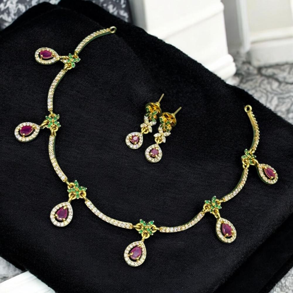 Sona Covering Premium Pota Stone And Austrian Stone Jewellery Necklace Set