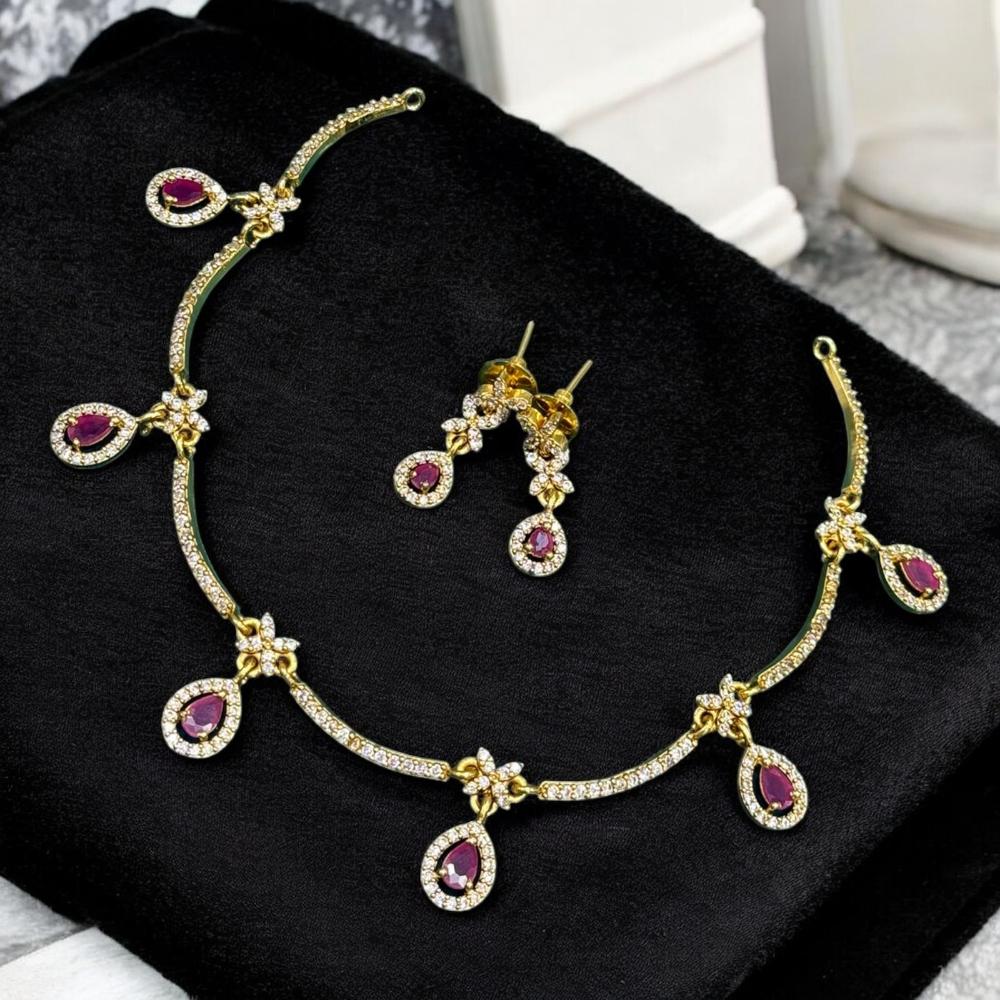 Sona Covering Premium Pota Stone And Austrian Stone Jewellery Necklace Set