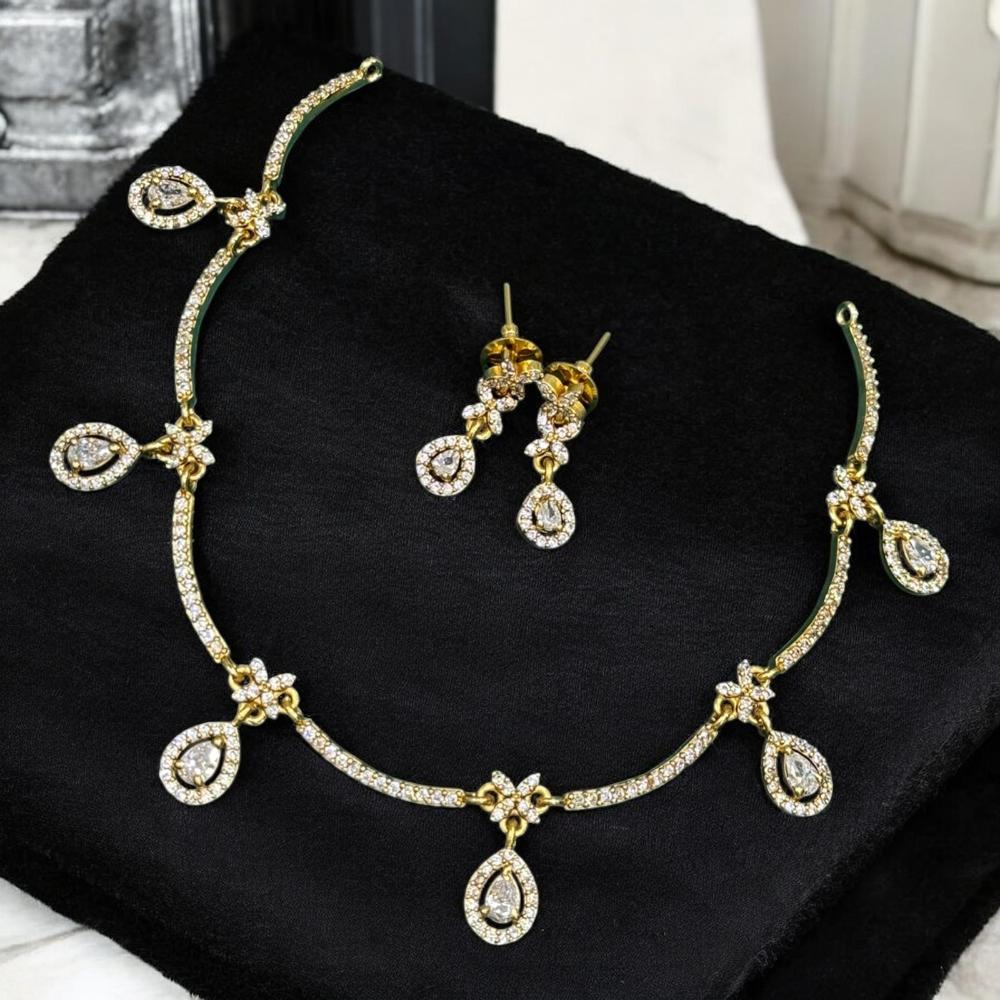 Sona Covering Premium Pota Stone And Austrian Stone Jewellery Necklace Set