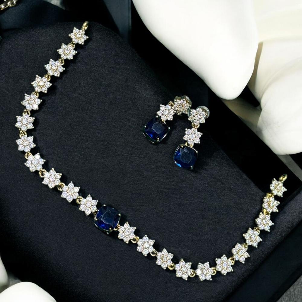 Sona Covering Sparkle Fusion Pota Stone And Austrian Stone Necklace Set