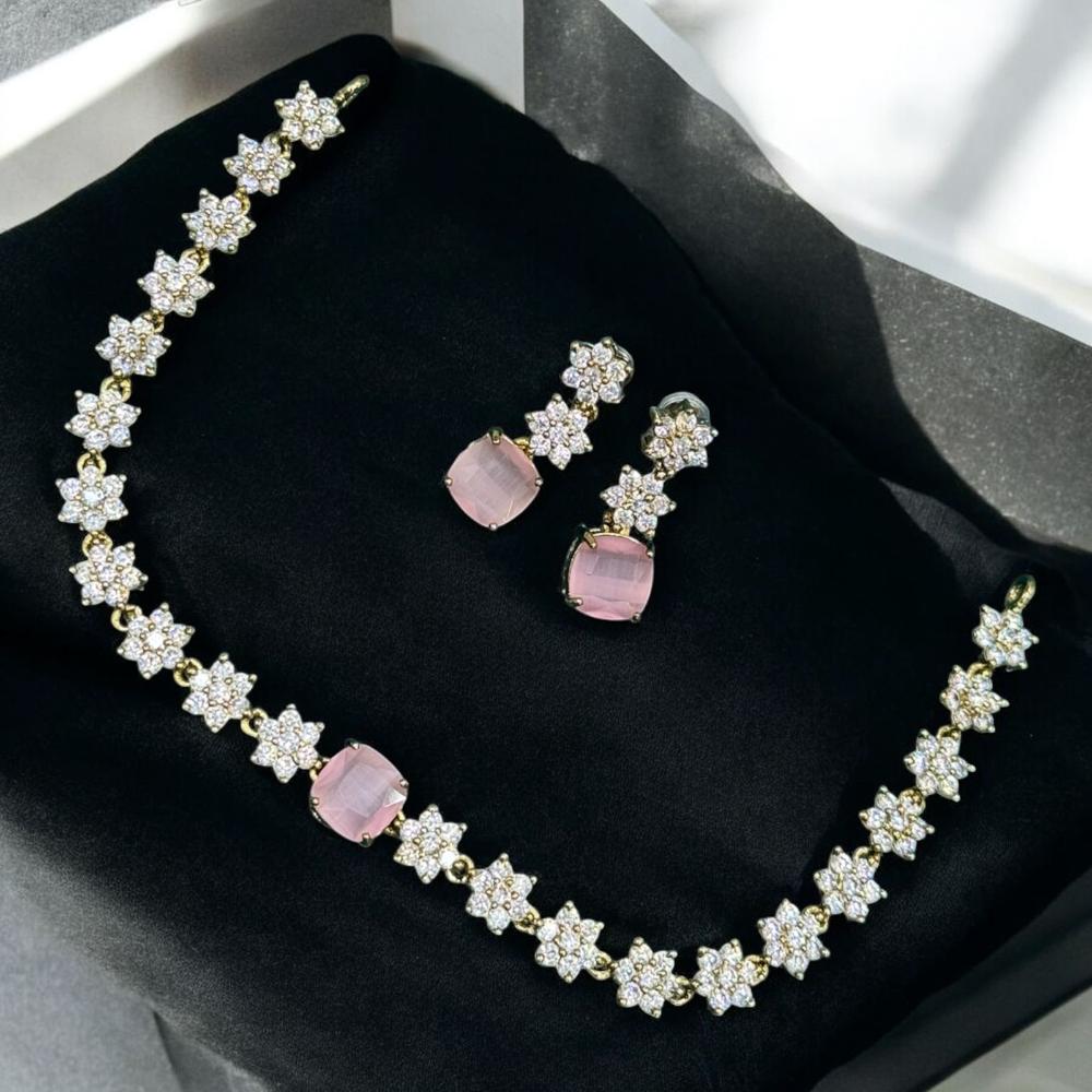 Sona Covering Premium Pota Stone And Austrian Stone Jewellery Necklace Set