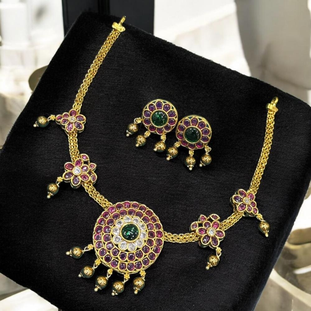 Sona Covering Sparkle Fusion Pota Stone And Austrian Stone Necklace Set