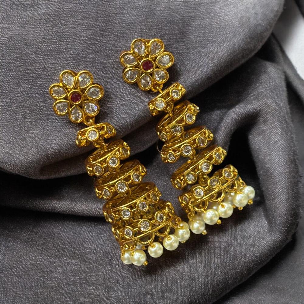 Sona Covering Austrian  Stone And Pearl Drop Jhumki Earrings